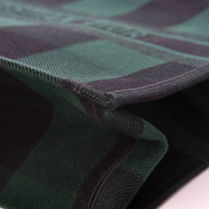Christian Dior Canvas Embroidered Checkered Book Tote Black Green 9 of 11