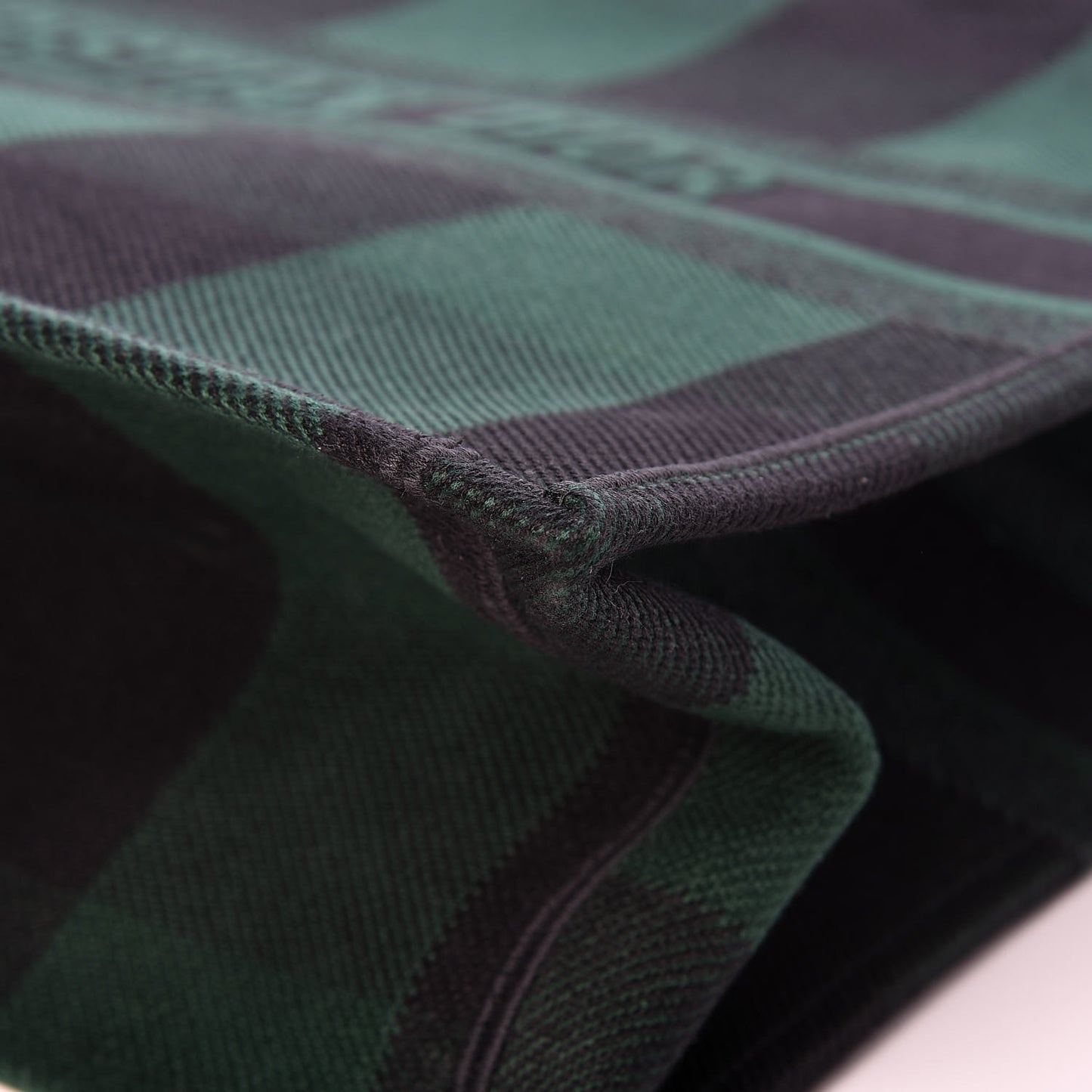 Canvas Embroidered Checkered Book Tote Black Green