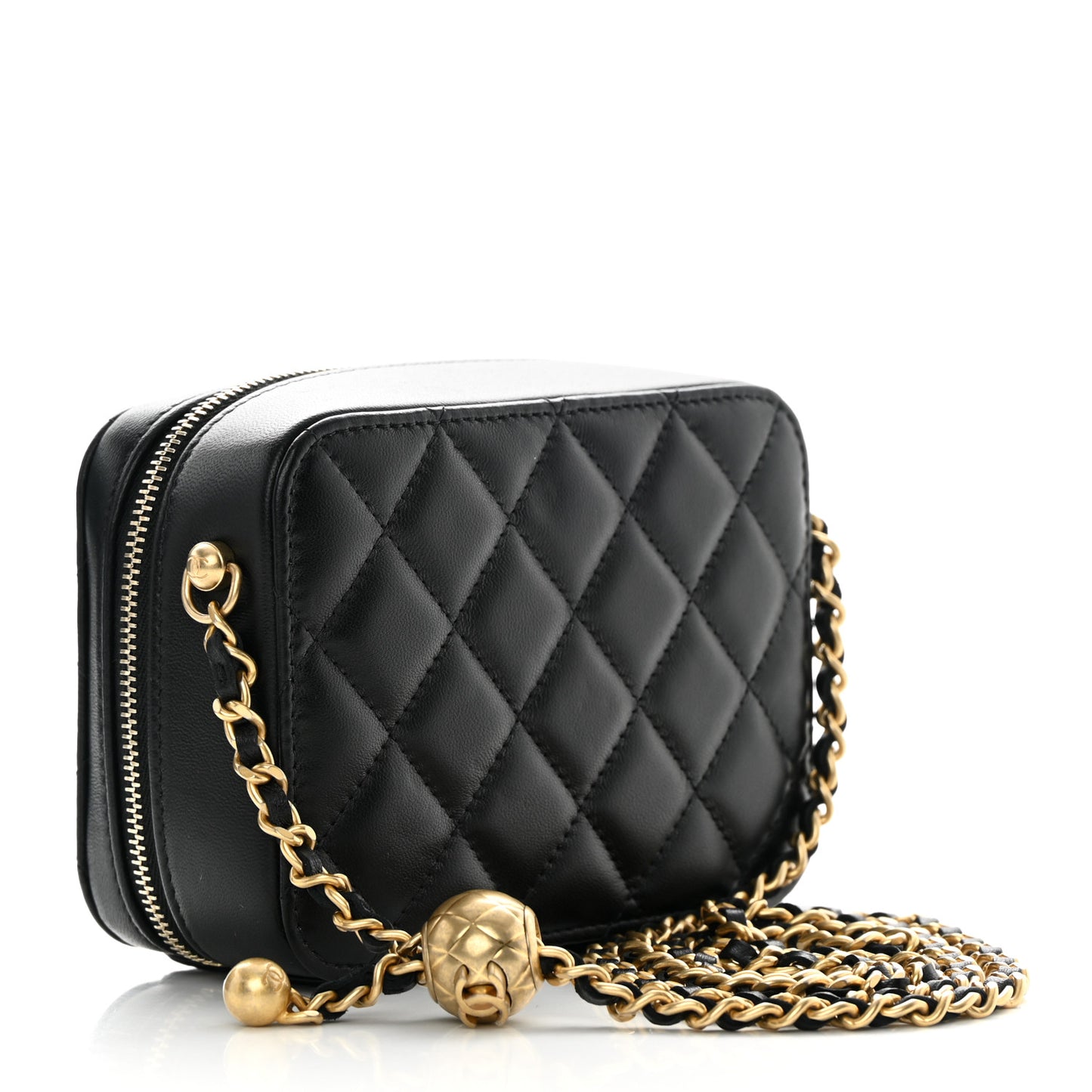 Lambskin Quilted CC Pearl Crush Camera Case Black