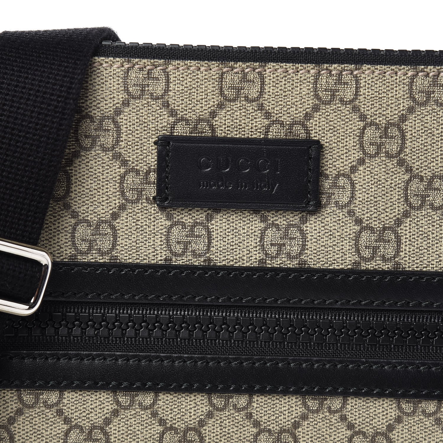 Gucci GG Supreme Monogram Flat Messenger Bag Black 8 of 10