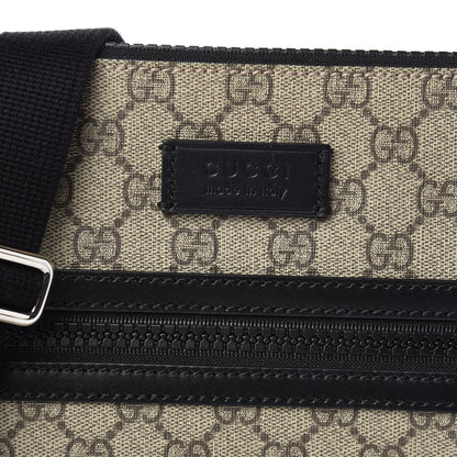 Gucci GG Supreme Monogram Flat Messenger Bag Black 8 of 10