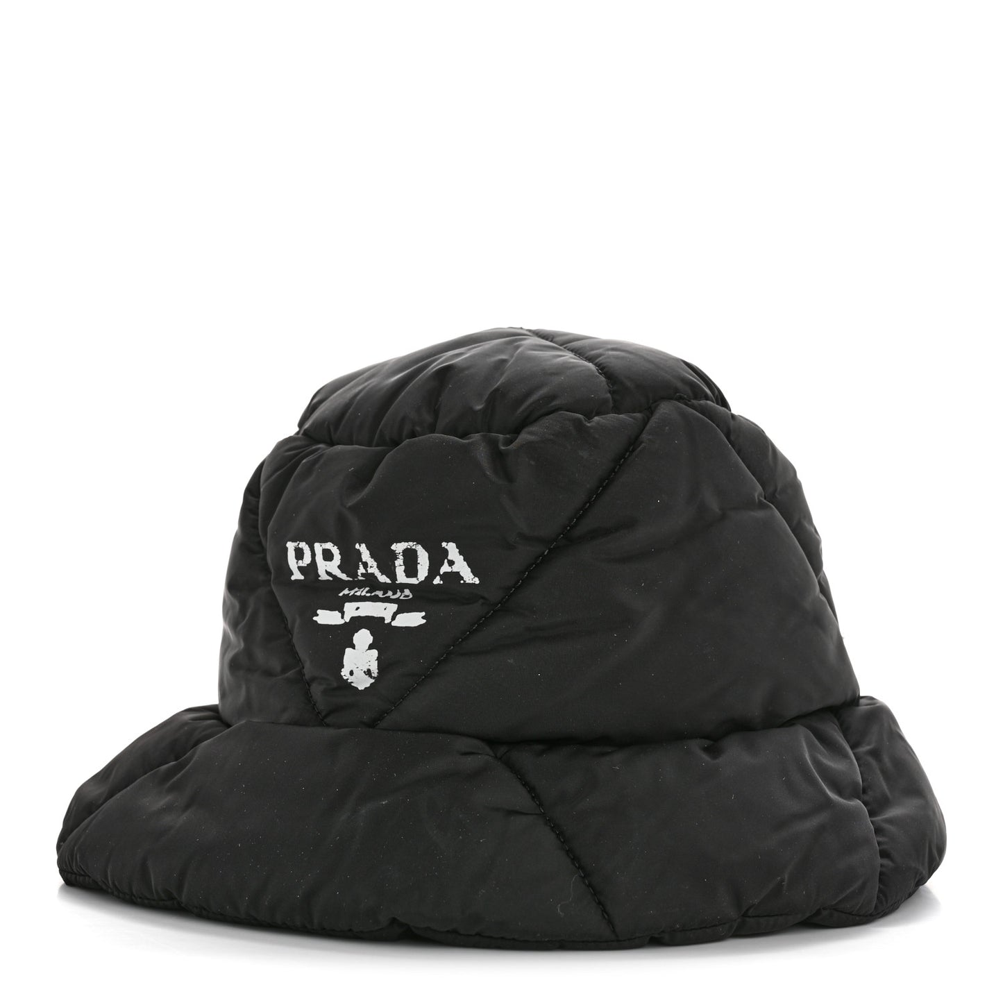 Nylon Triangle Quilted Padded Bucket Hat M Black