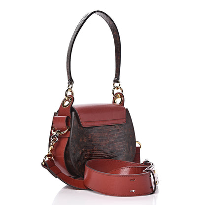 Chloe Calfskin Lizard Embossed Small Tess Bag Sepia Brown 4 of 10