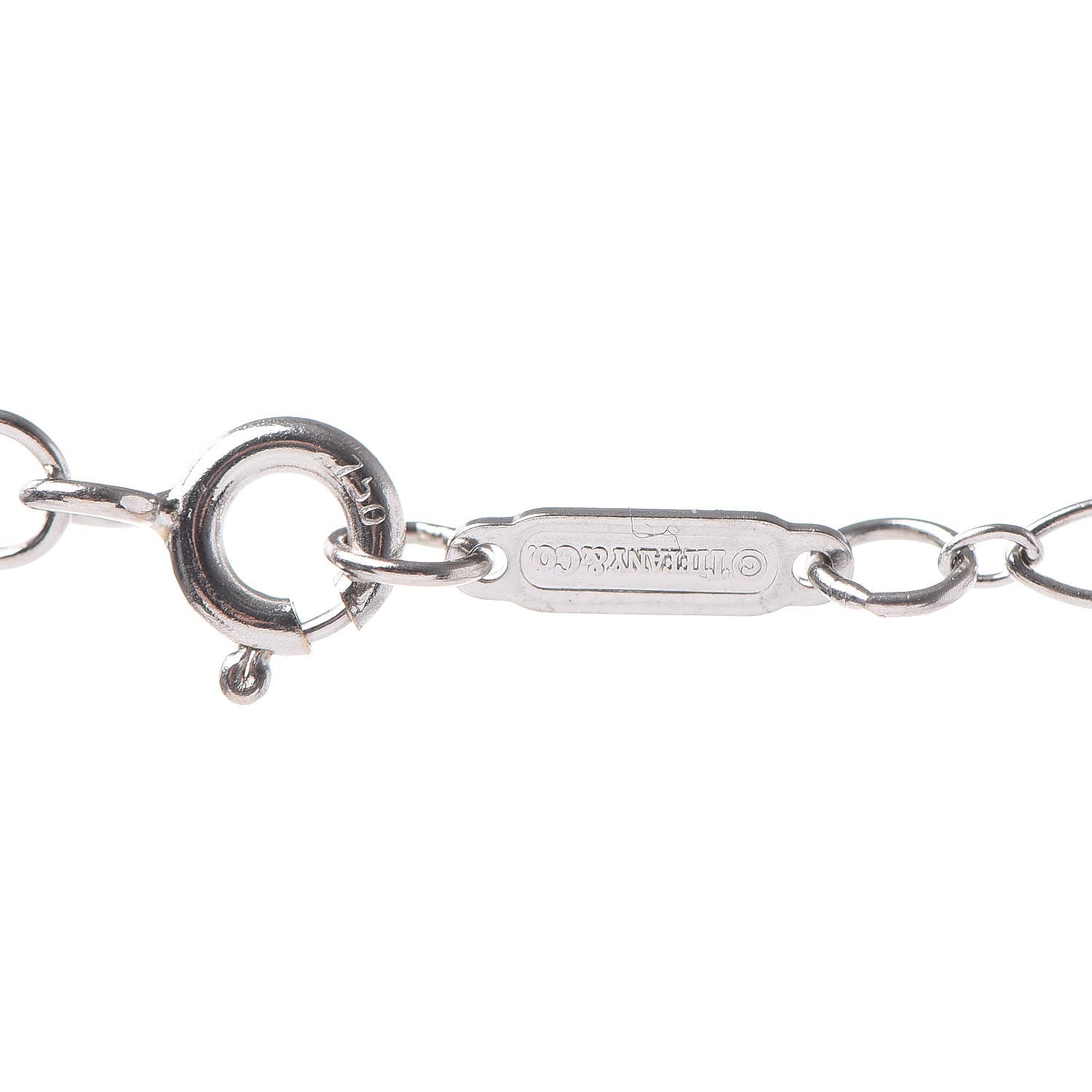 Tiffany 18K White Gold Diamond Mini Heart Key Charm Pendant Link Necklace 7 of 7