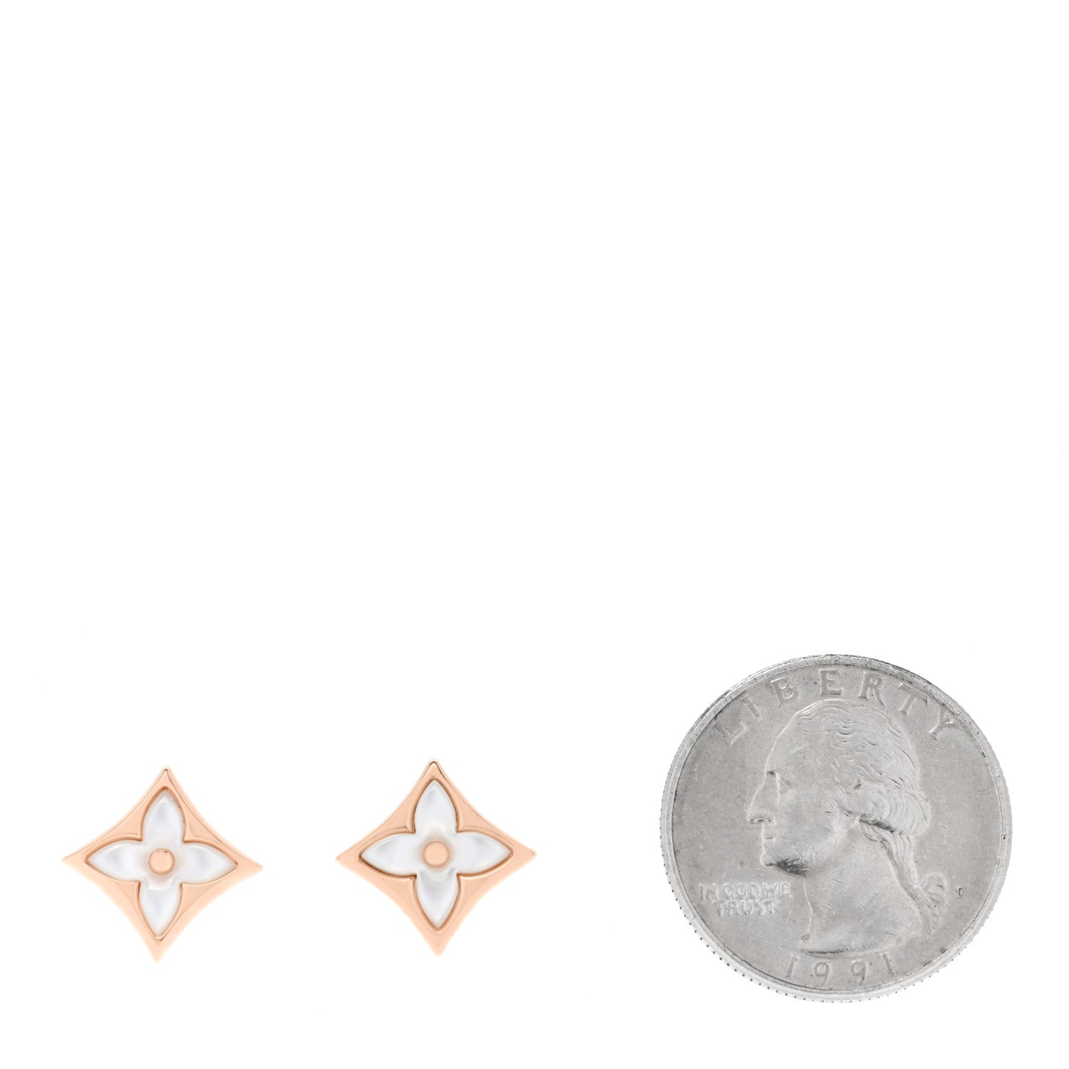 Louis Vuitton 18K Pink Gold Mother of Pearl Color Blossom Star Stud Earrings 2 of 5