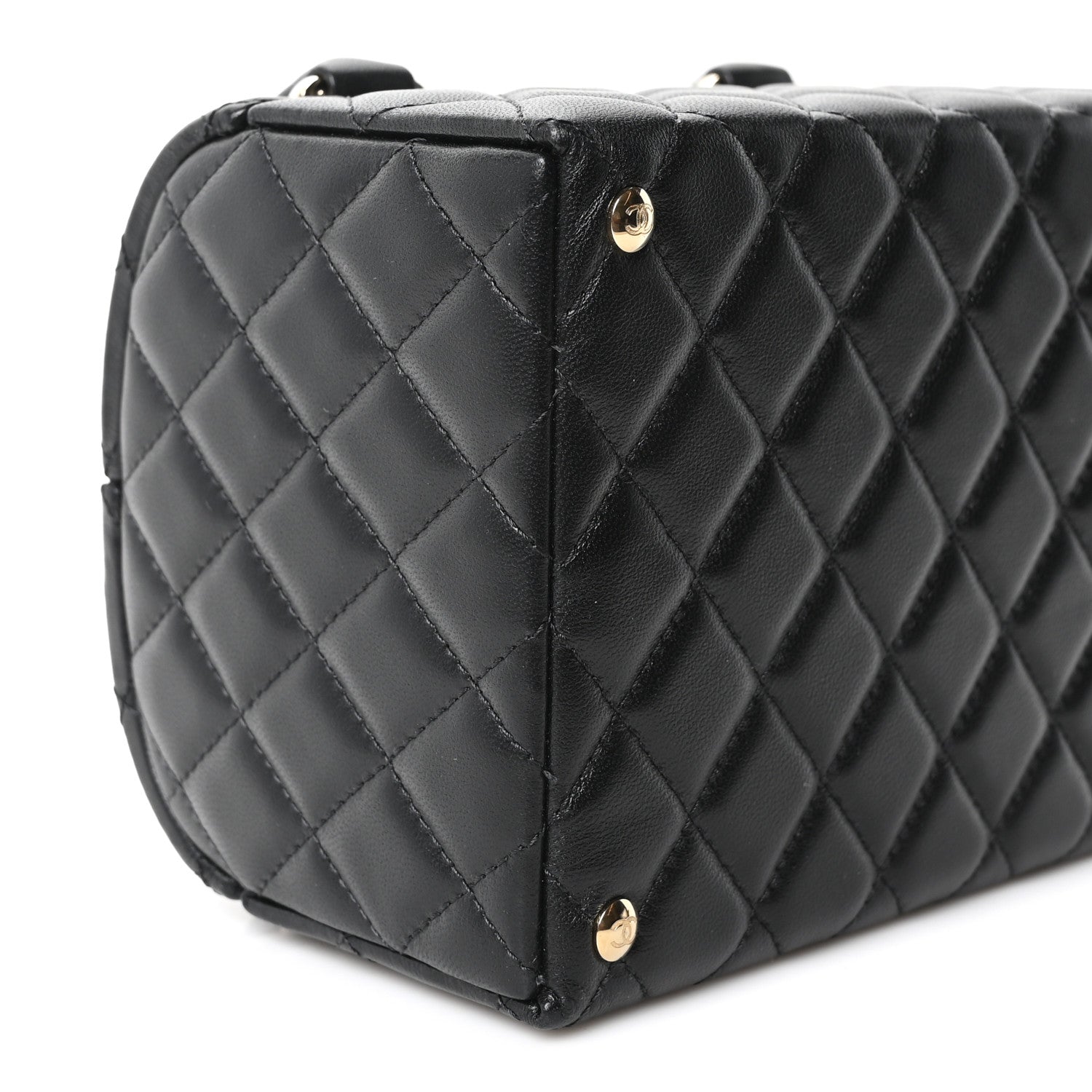 Chanel Shiny Lambskin Quilted Top Handle Jewelry Box Bag Black 10 of 11