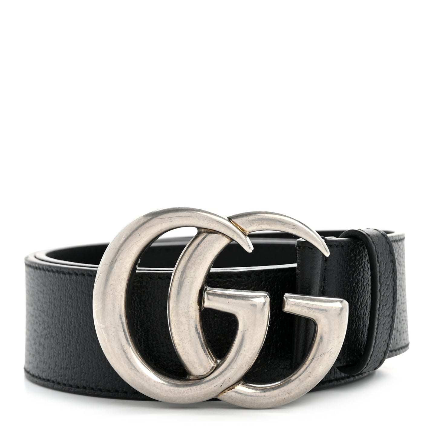 Textured Dollar Calfskin Nickel Double G 40mm Belt 80 32 Black
