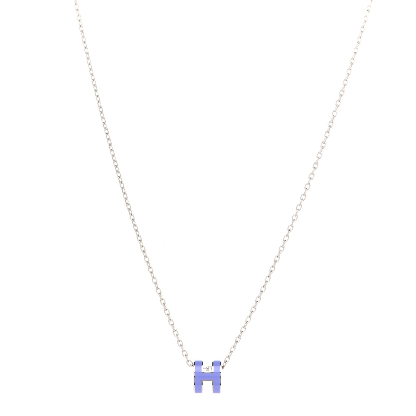 Lacquered Palladium Mini Pop H Pendant Necklace Parme