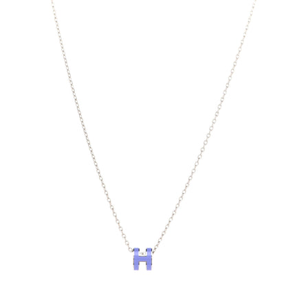 Hermes Lacquered Palladium Mini Pop H Pendant Necklace Parme 1 of 8