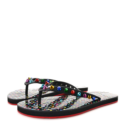 Christian Louboutin Rubber Spike Loubi Donna Flip Flop 38 Black Multicolor 3 of 7