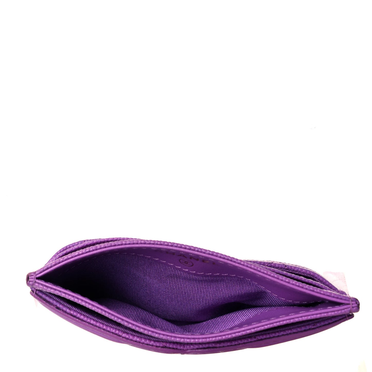 Caviar Quilted Filigree Card Holder Purple