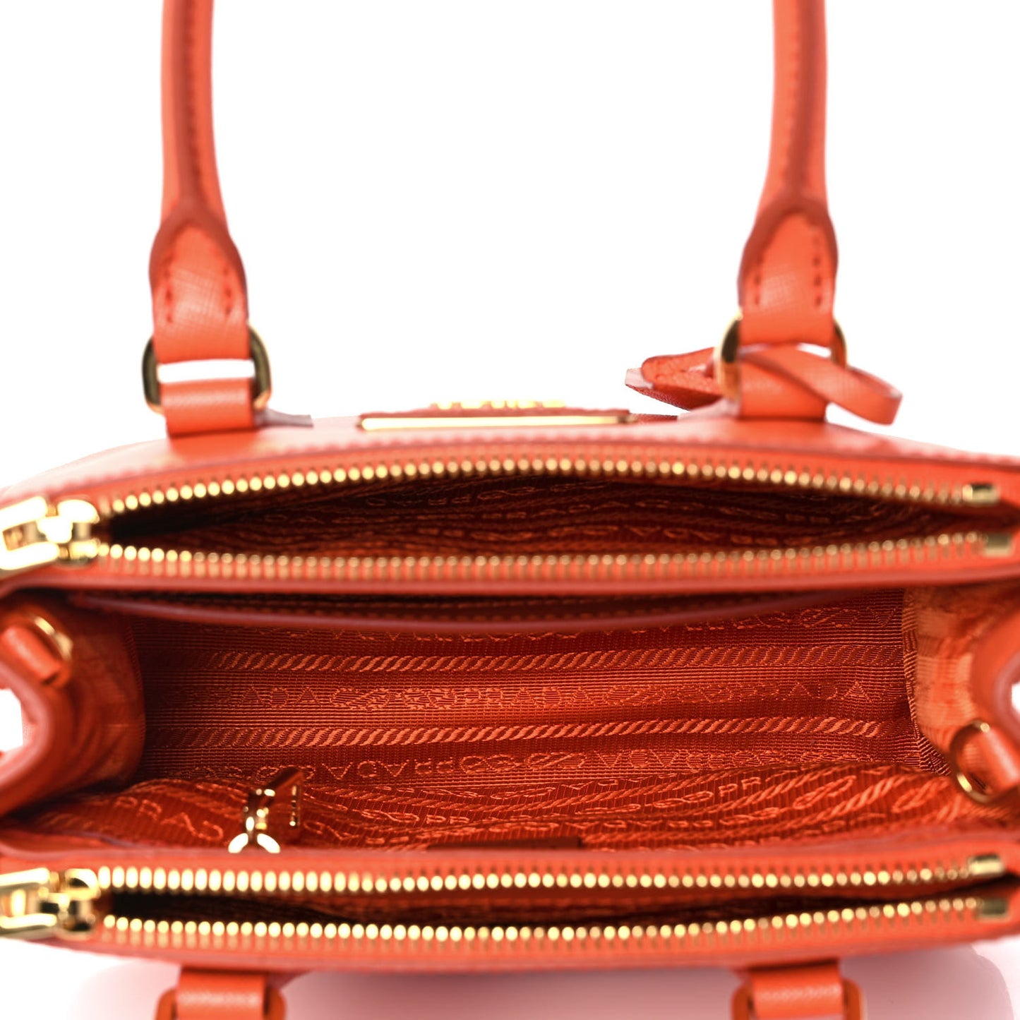 Saffiano Mini Galleria Double Zip Tote Papaya