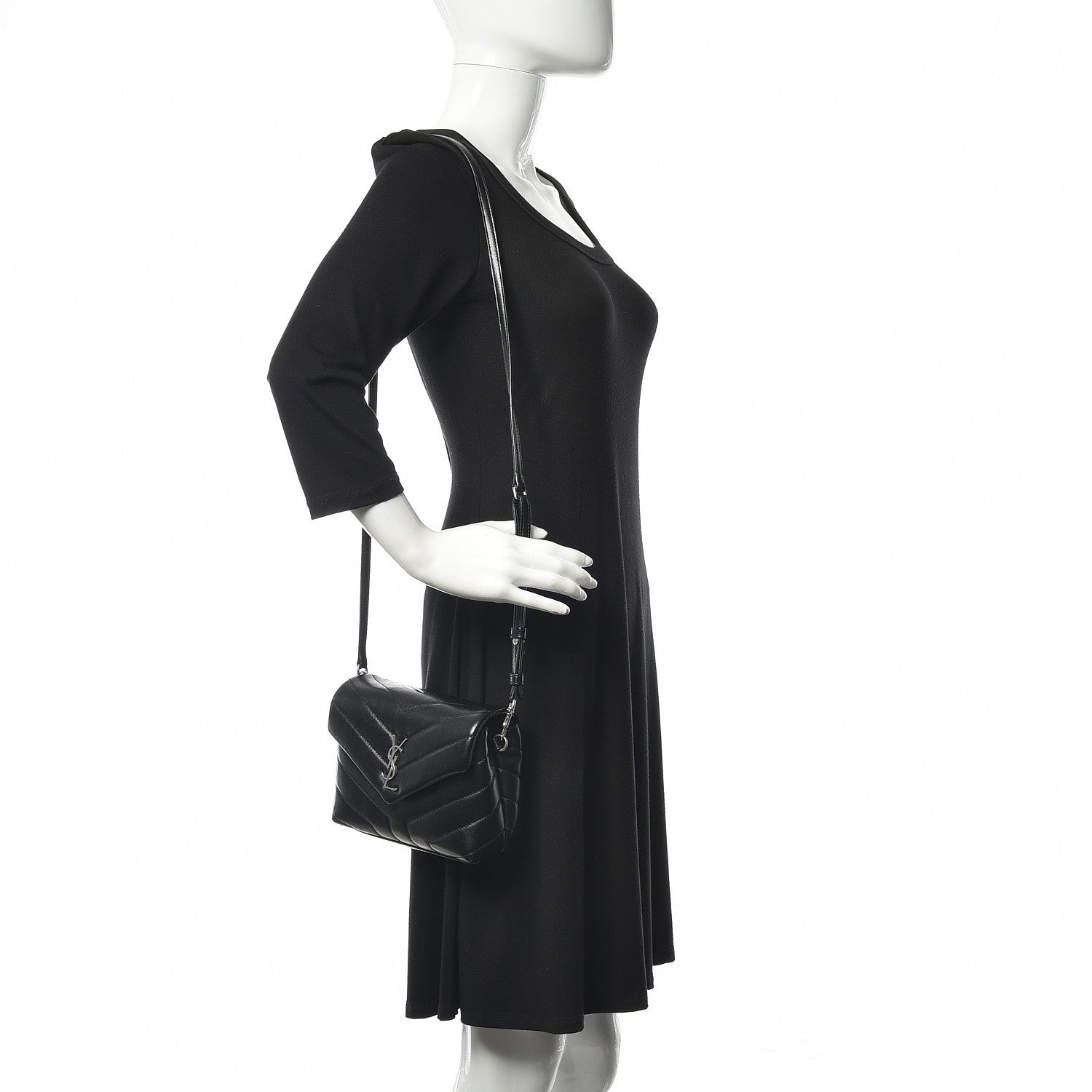 Saint Laurent Calfskin Y Quilted Monogram Toy Loulou Crossbody Bag Black 2 of 13