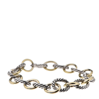 David Yurman Sterling Silver 18K Yellow Gold 12mm Large Oval Link Bracelet 1 of 2