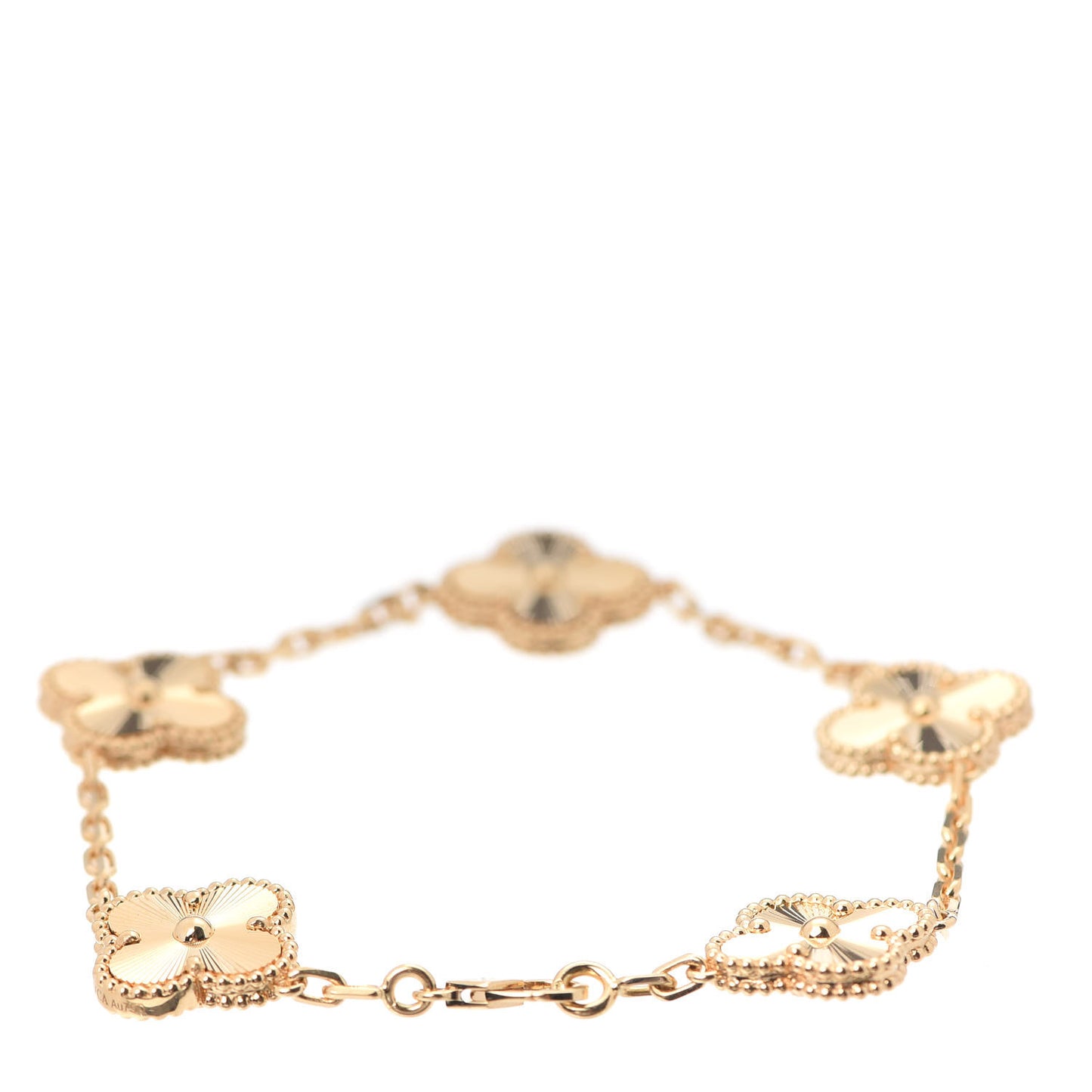 18K Yellow Gold 5 Motifs Guilloche Vintage Alhambra Bracelet