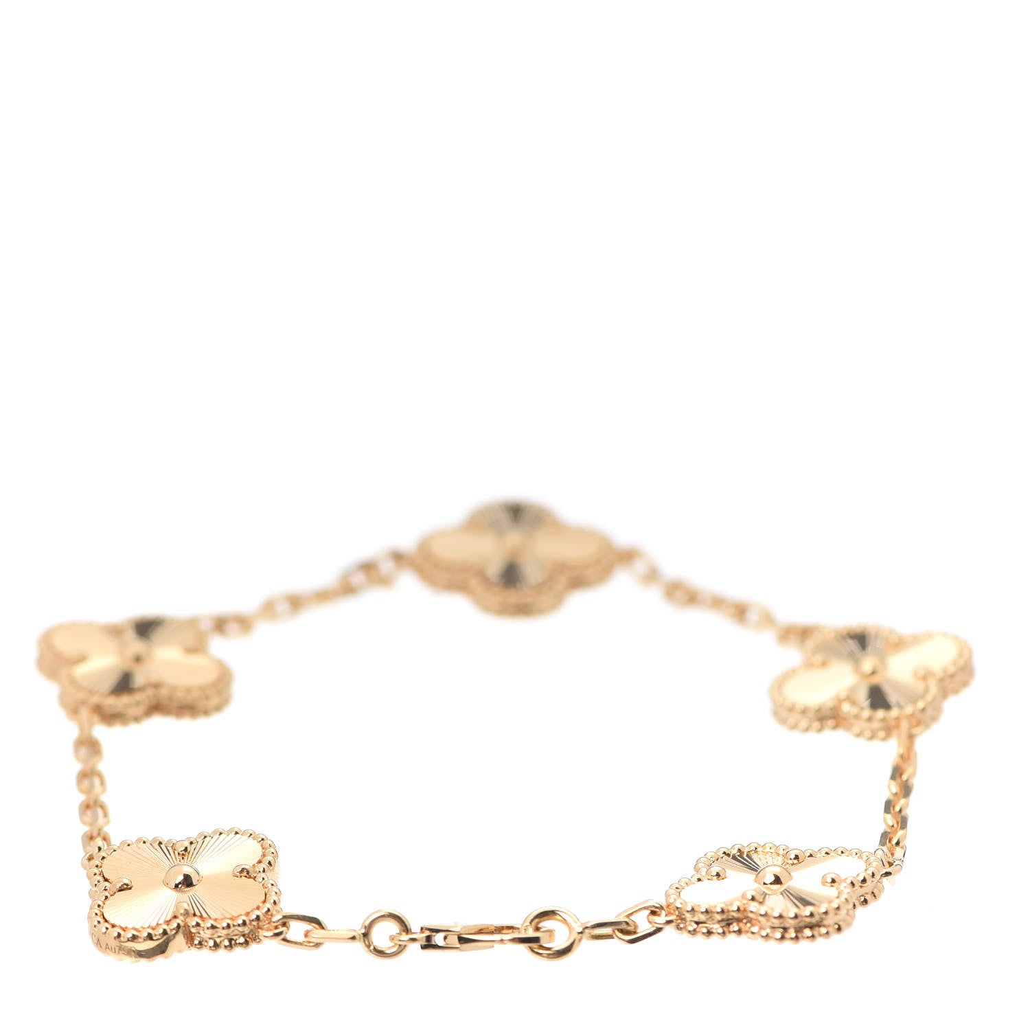 Van Cleef & Arpels 18K Yellow Gold 5 Motifs Guilloche Vintage Alhambra Bracelet 3 of 8