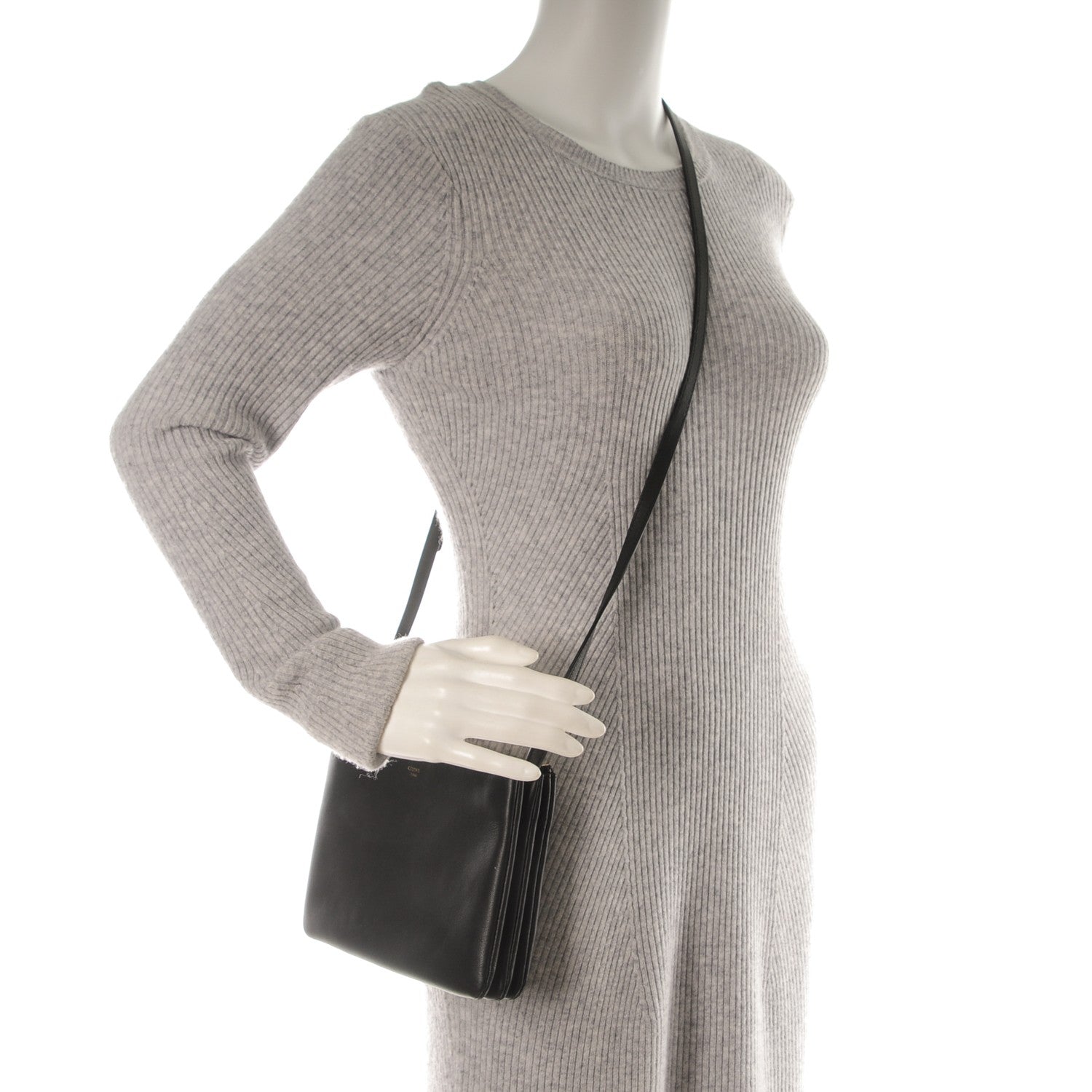 Celine Lambskin Small Trio Crossbody Bag Black 2 of 7