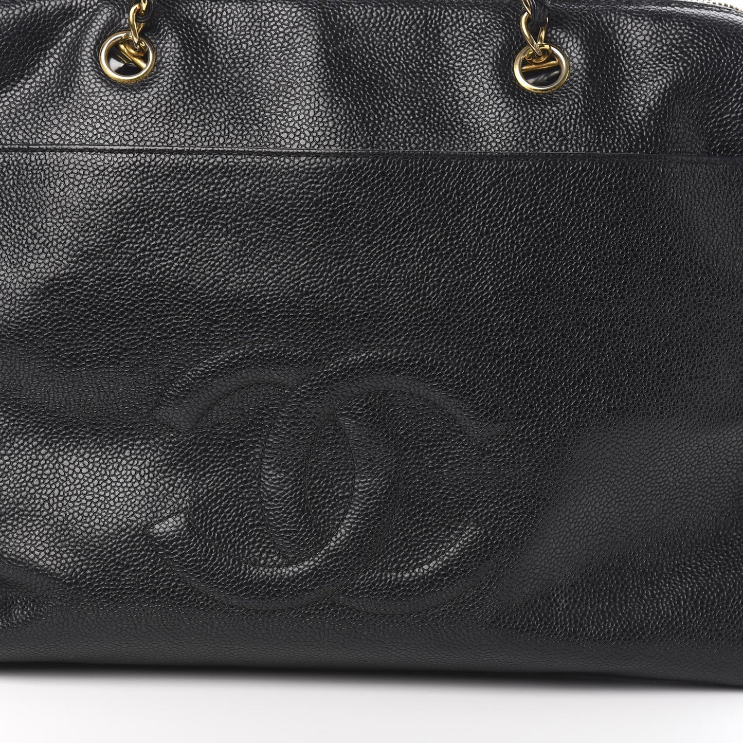 Caviar Large CC Shoulder Bag Black