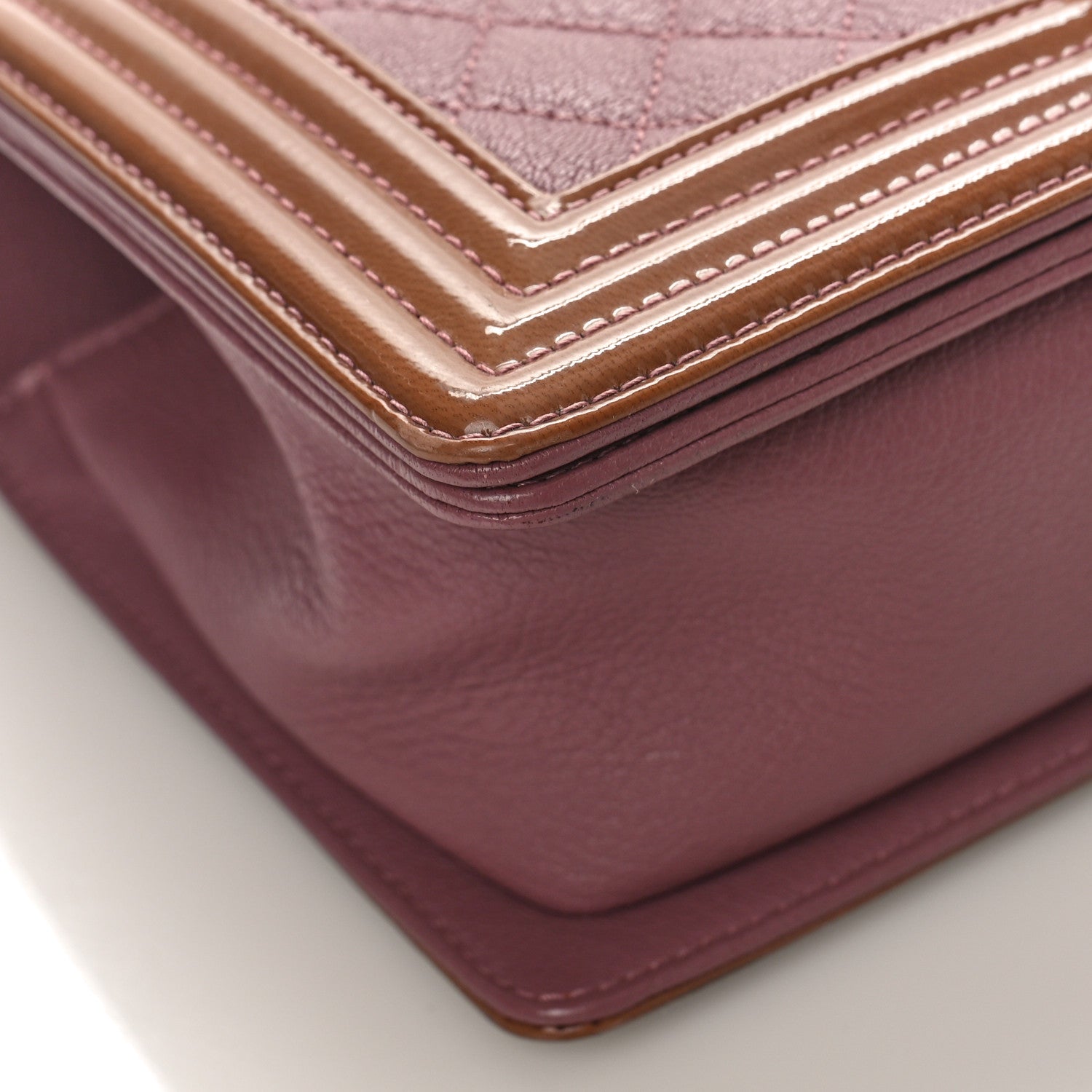Chanel Goatskin Quilted Patent Medium Duo Boy Flap Pink Tan 9 of 12