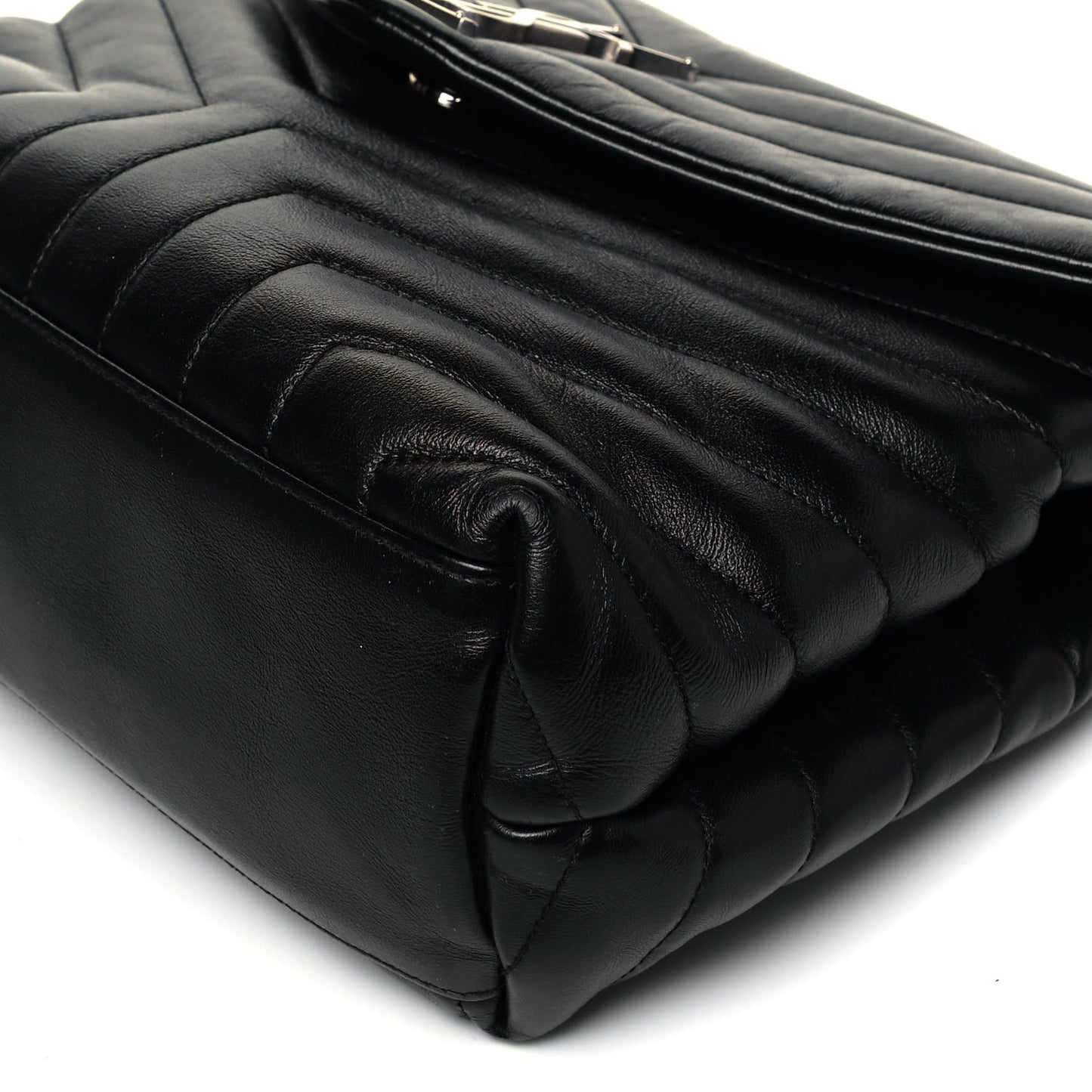 Calfskin Y Quilted Monogram Medium Loulou Chain Satchel Black