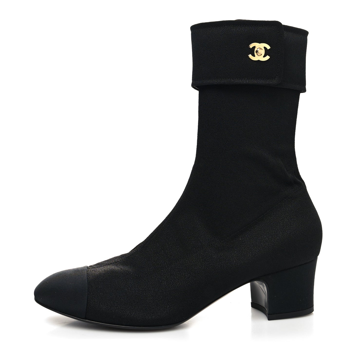 Crepe Satin CC Turnlock Ankle Boots 40.5 Black
