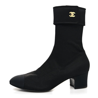 Chanel Crepe Satin CC Turnlock Ankle Boots 40.5 Black 1 of 7