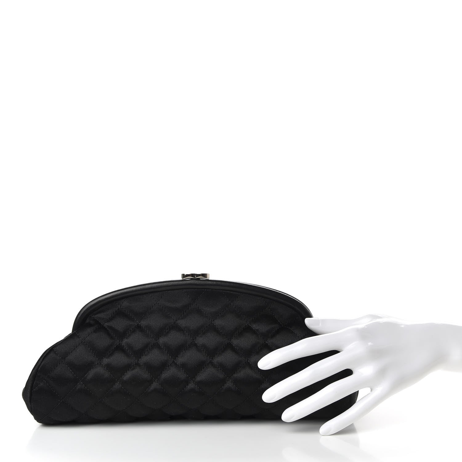 Chanel Satin Quilted Timeless Clutch Black 2 of 8