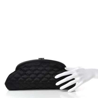 Chanel Satin Quilted Timeless Clutch Black 2 of 8