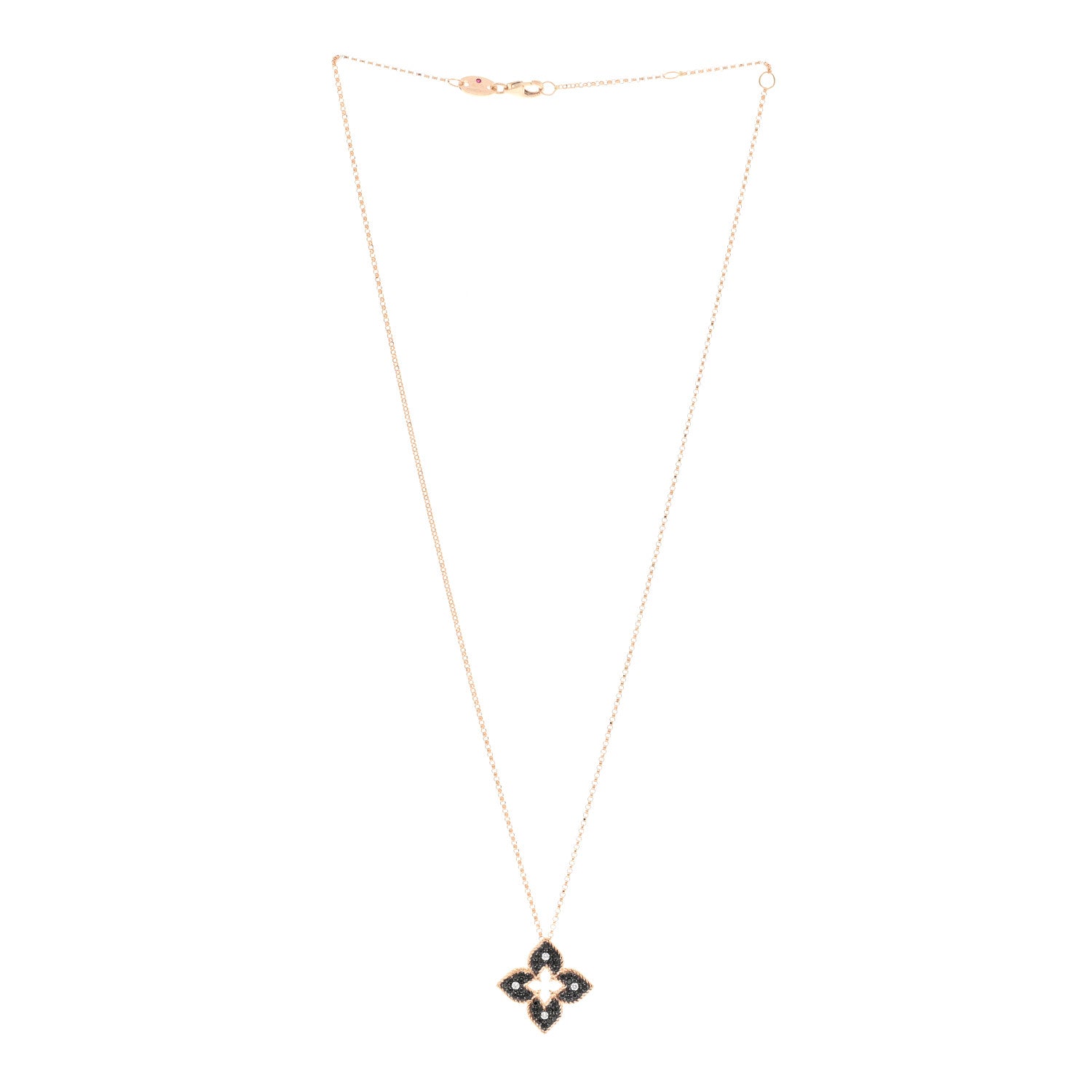 Roberto Coin 18K Rose Gold Diamond Petite Venetian Princess Flower Pendant Necklace 4 of 5