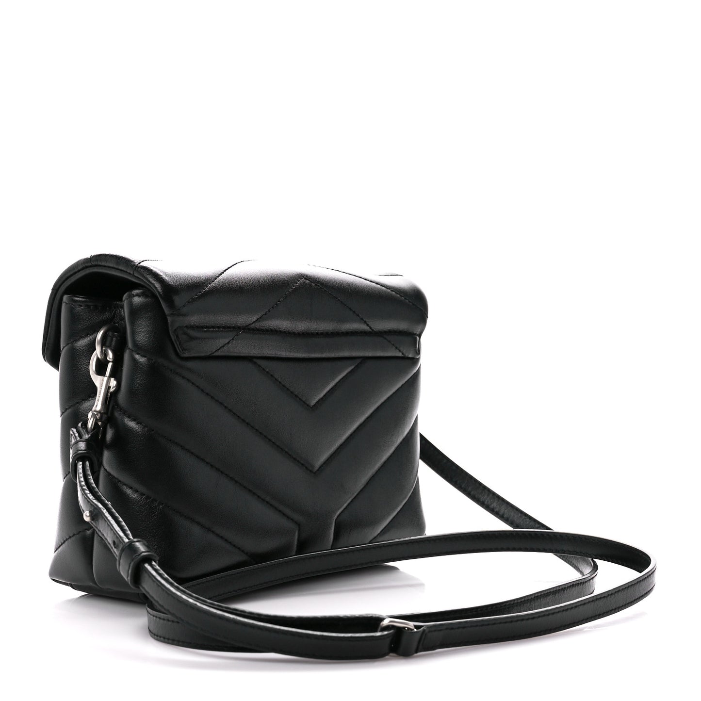 Calfskin Y Quilted Monogram Toy Loulou Crossbody Bag Black