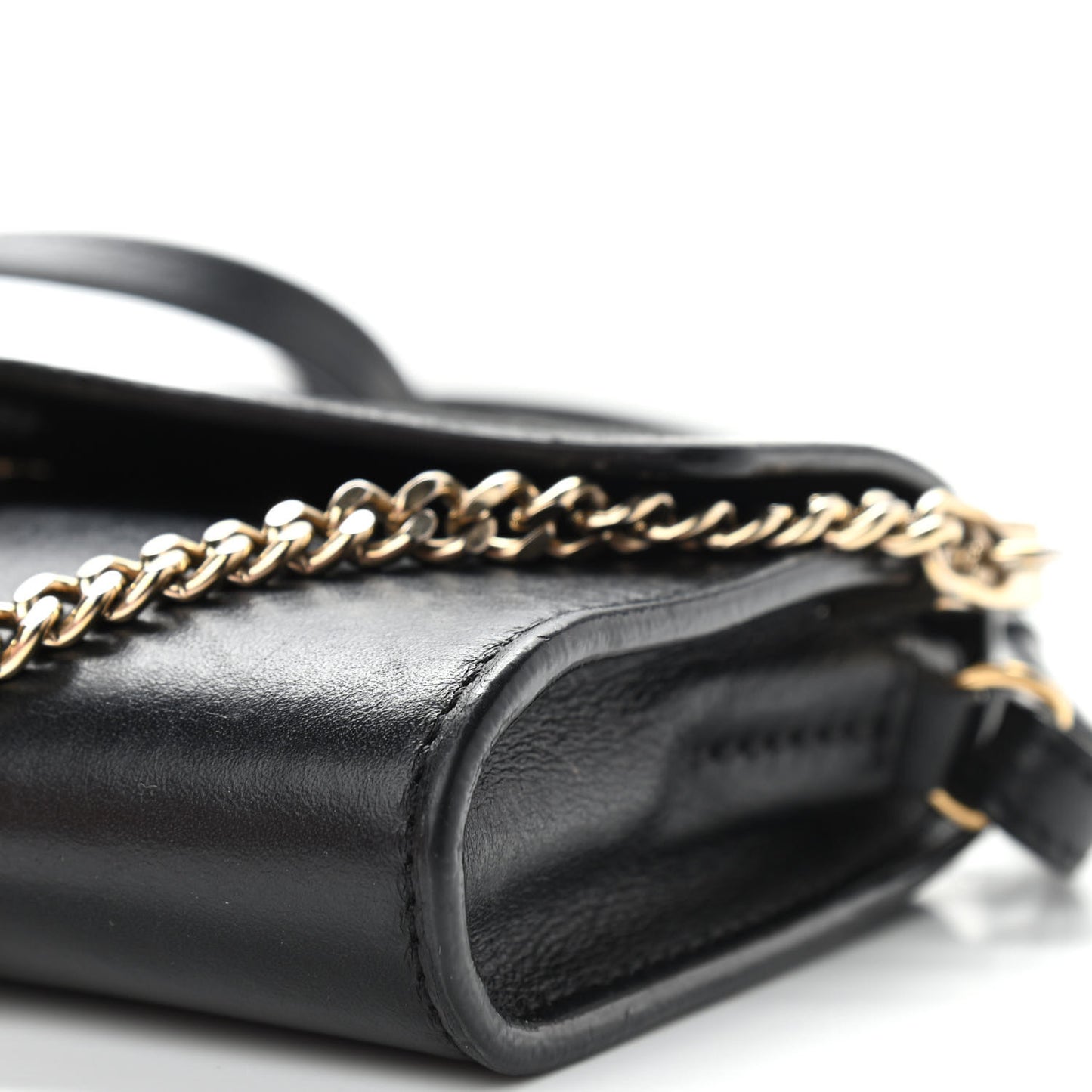 Suede Calfskin Faye Wallet On Strap Black