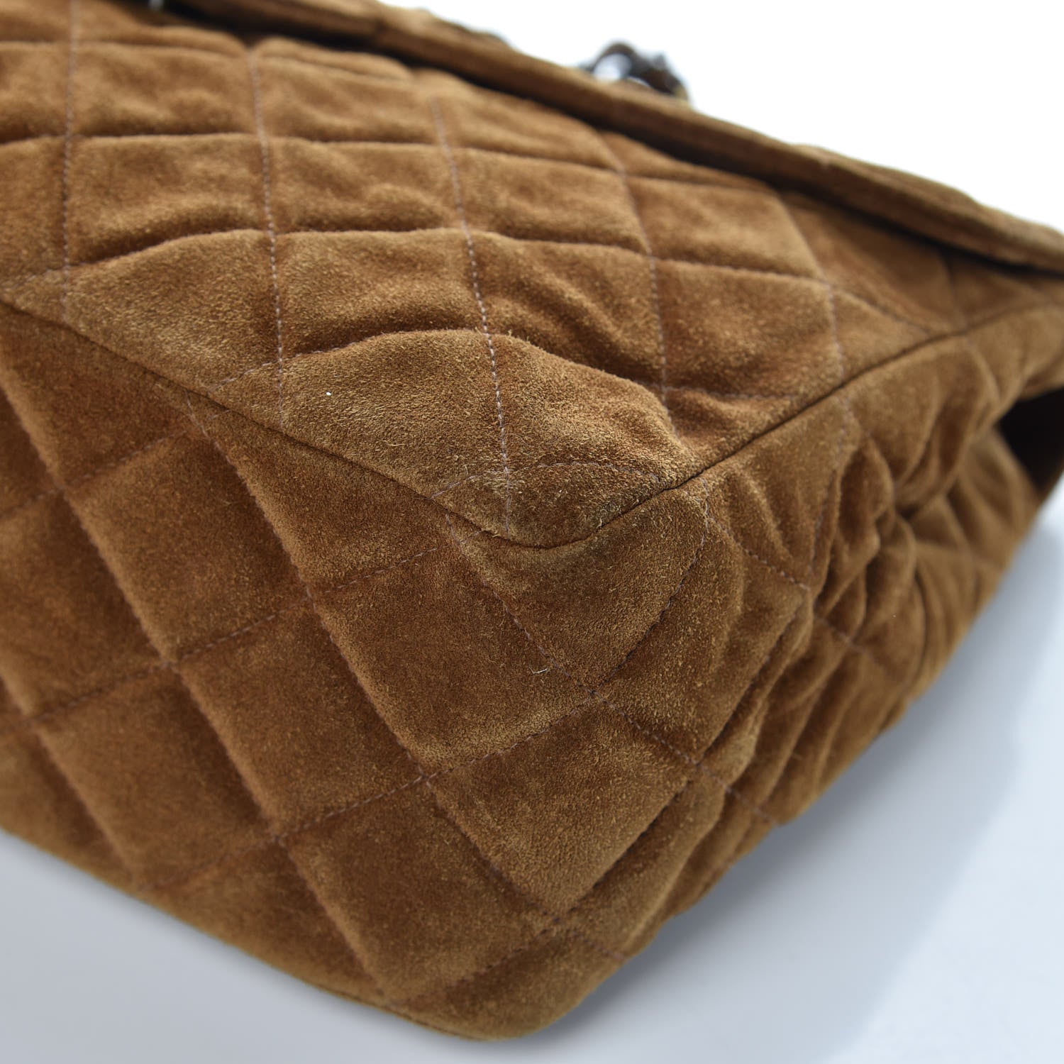 Chanel Suede Quilted Jumbo Single Flap Brown 11 of 18