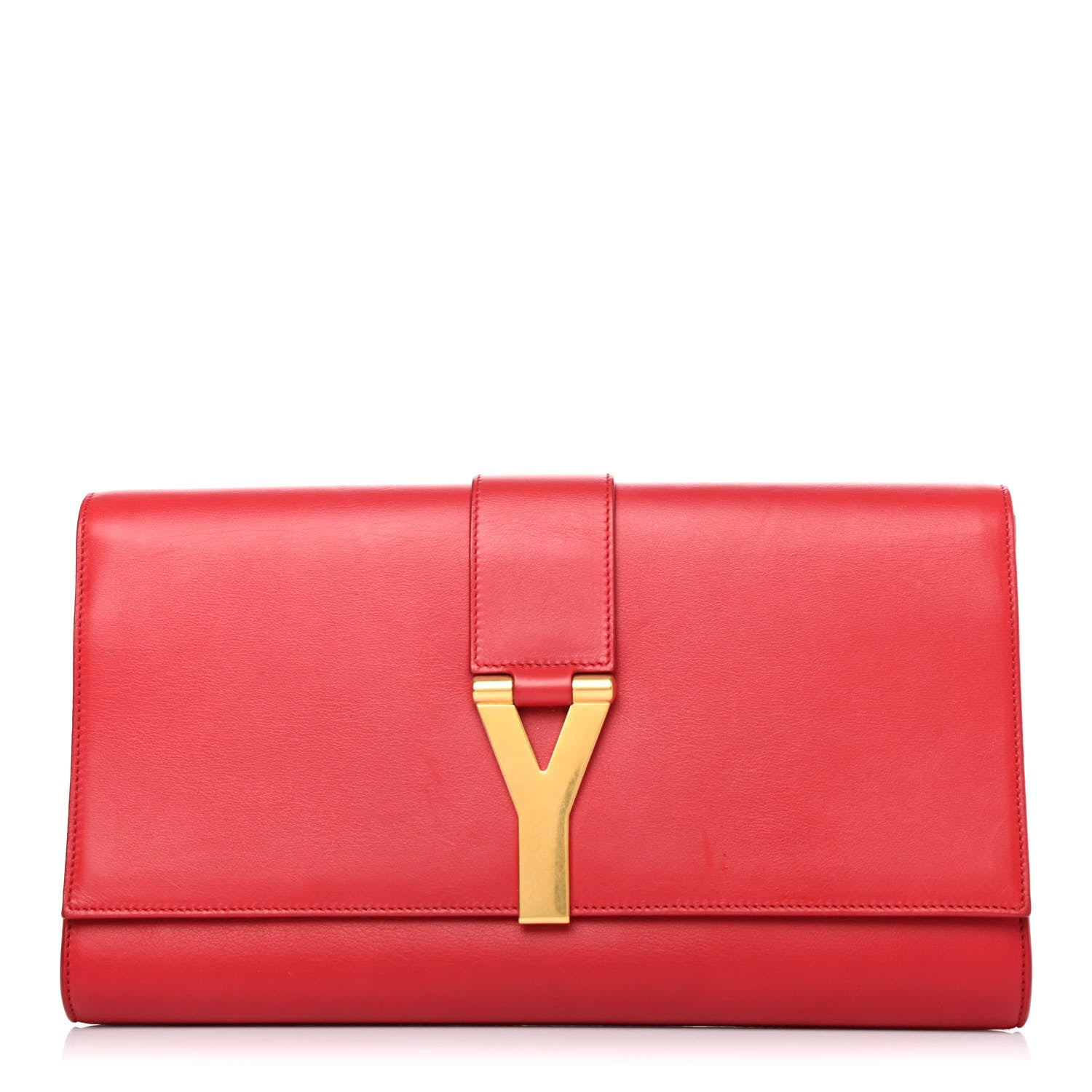Saint Laurent Calfskin Classic Y Ligne Clutch Red 1 of 4