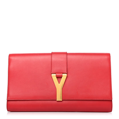 Saint Laurent Calfskin Classic Y Ligne Clutch Red 1 of 4
