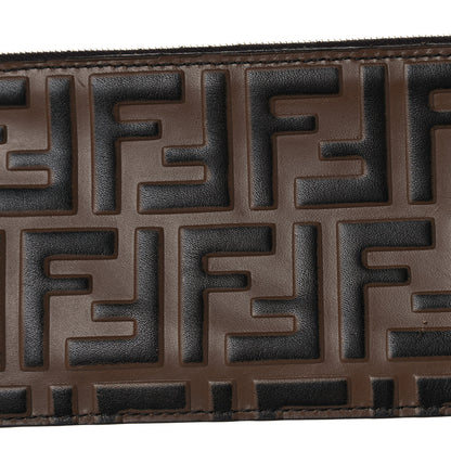 Fendi Calfskin FF 1974 Embossed Zip Pouch Maya Black 8 of 8