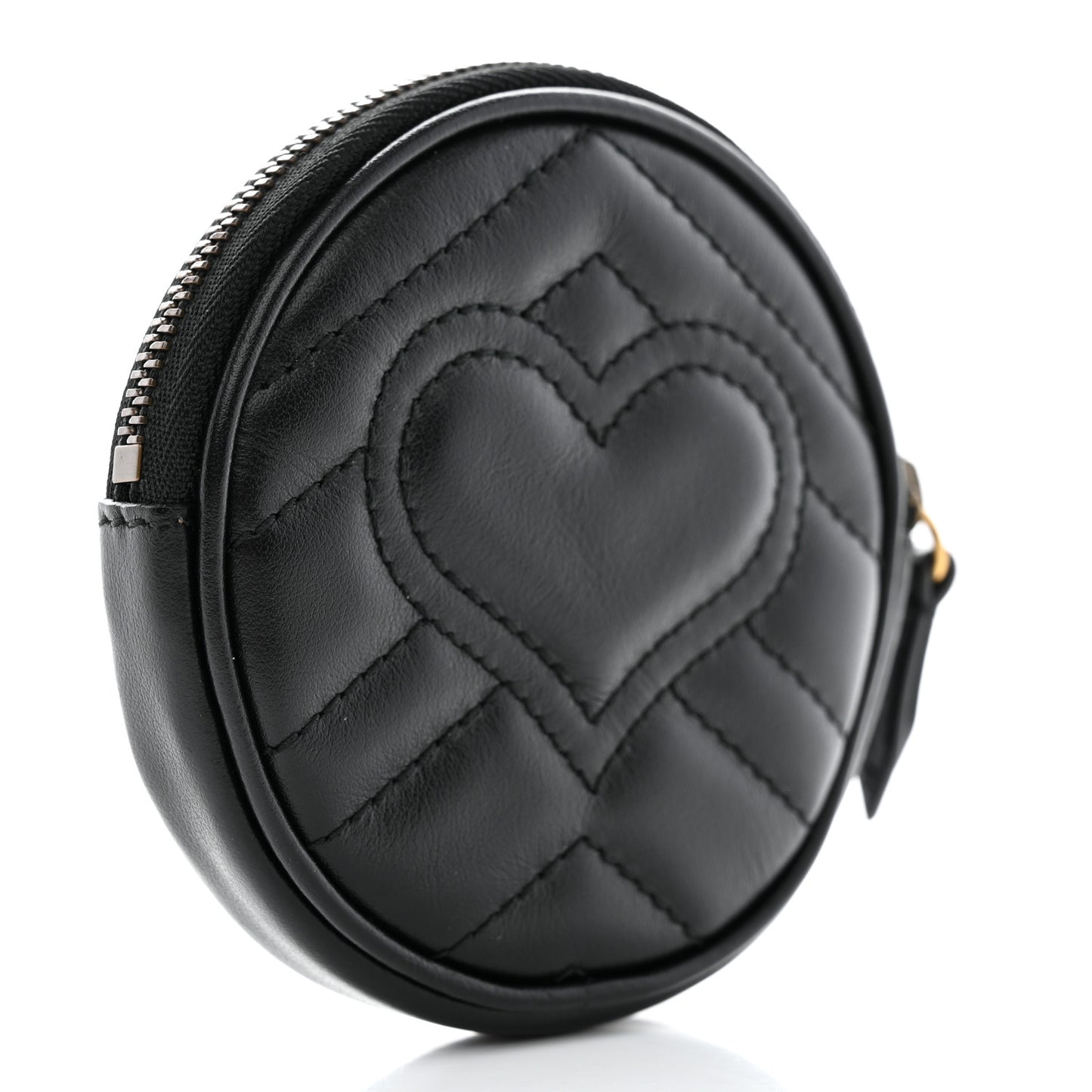 Calfskin Matelasse GG Marmont Round Coin Purse Black