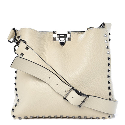 Valentino Garavani Pebbled Calfskin Small Rockstud Flip-Lock Messenger Bag Light Ivory 1 of 10