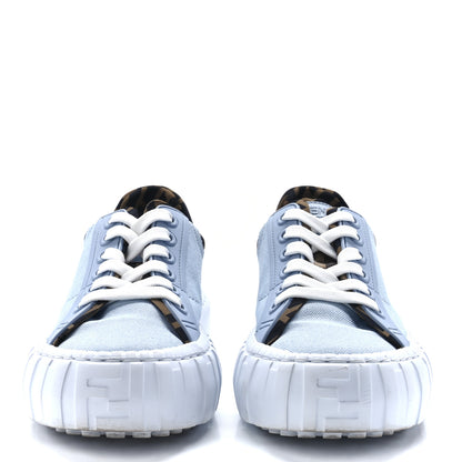 Fendi Canvas Lycra TPU FF Womens Fendi Force Low Top Sneakers 36 Sky Tobacco Black 2 of 8