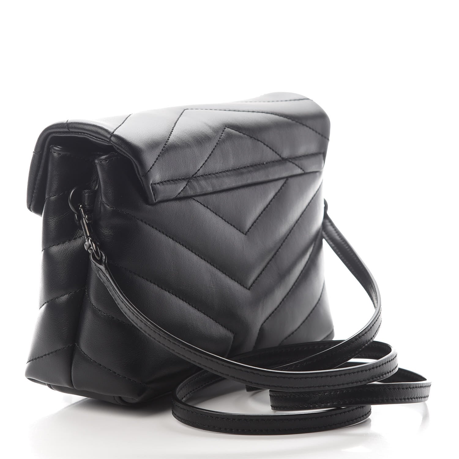 Saint Laurent Calfskin Y Quilted Monogram Toy Loulou Crossbody Bag Black 4 of 8