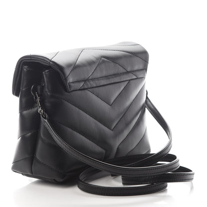 Saint Laurent Calfskin Y Quilted Monogram Toy Loulou Crossbody Bag Black 4 of 8