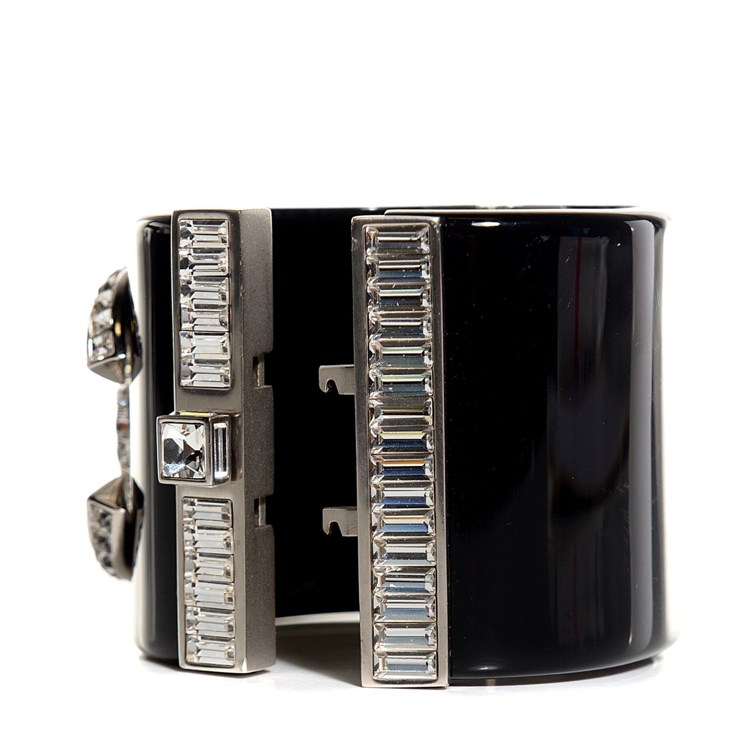 Resin Crystal Baguette CC Wide Cuff Black