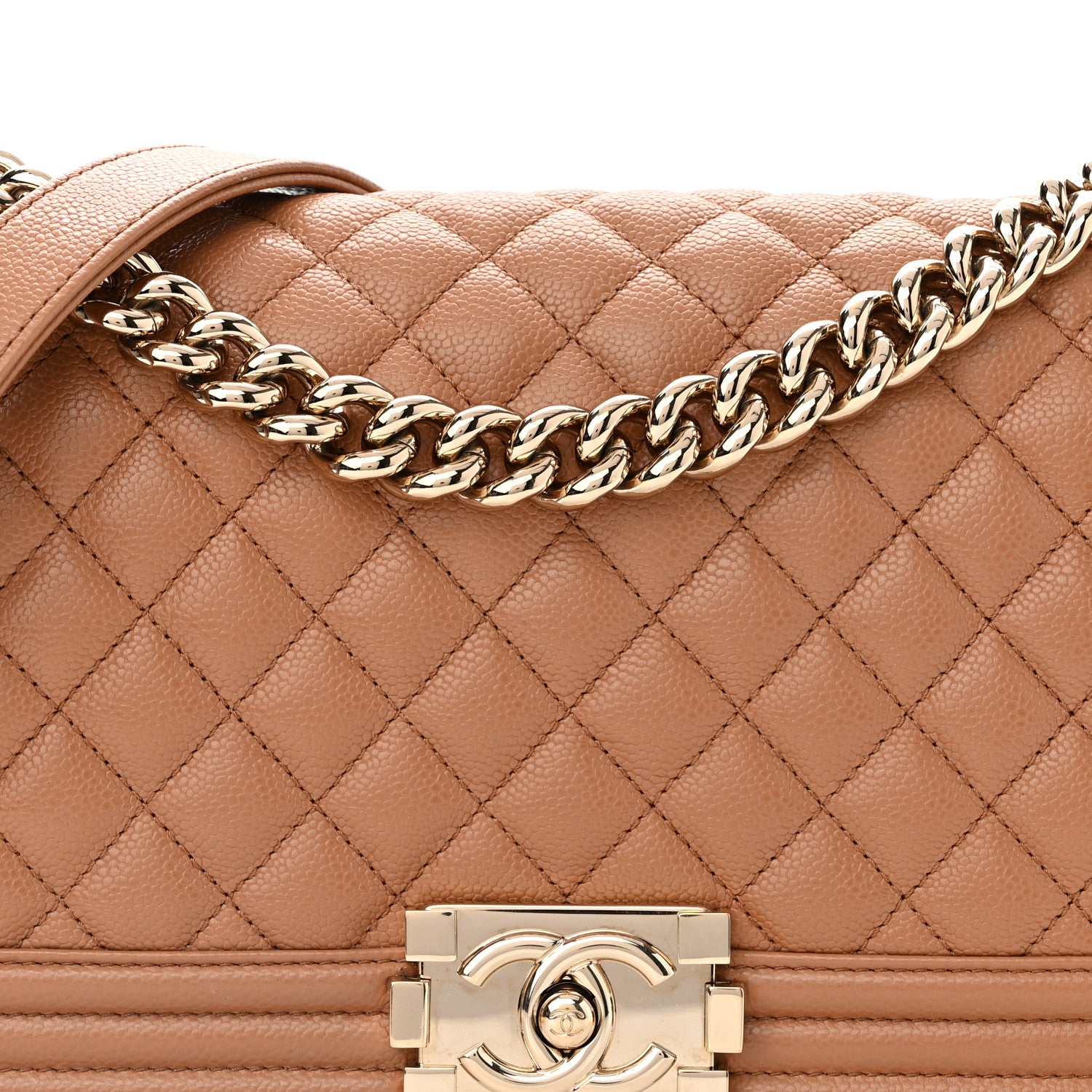 Chanel Caviar Quilted Medium Boy Flap Light Brown 10 of 11