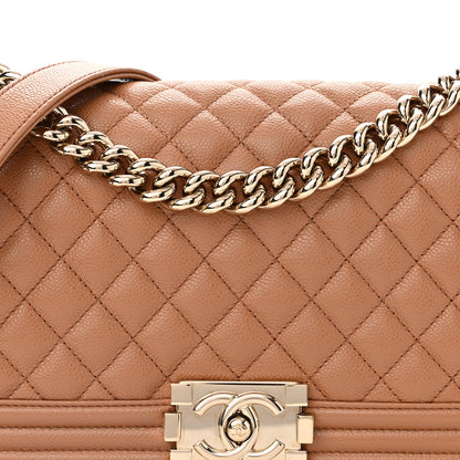 Chanel Caviar Quilted Medium Boy Flap Light Brown 10 of 11