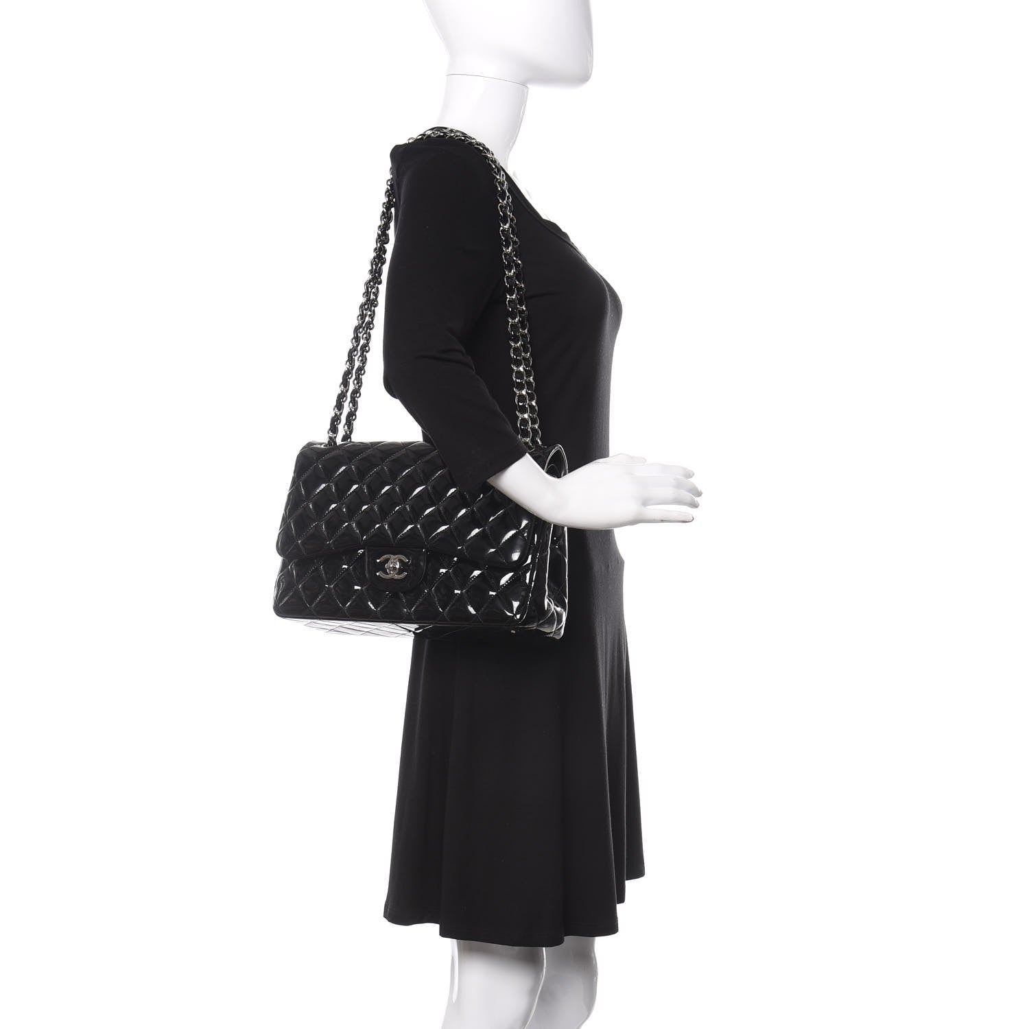 Chanel Patent Quilted Jumbo Double Flap Black 2 of 11