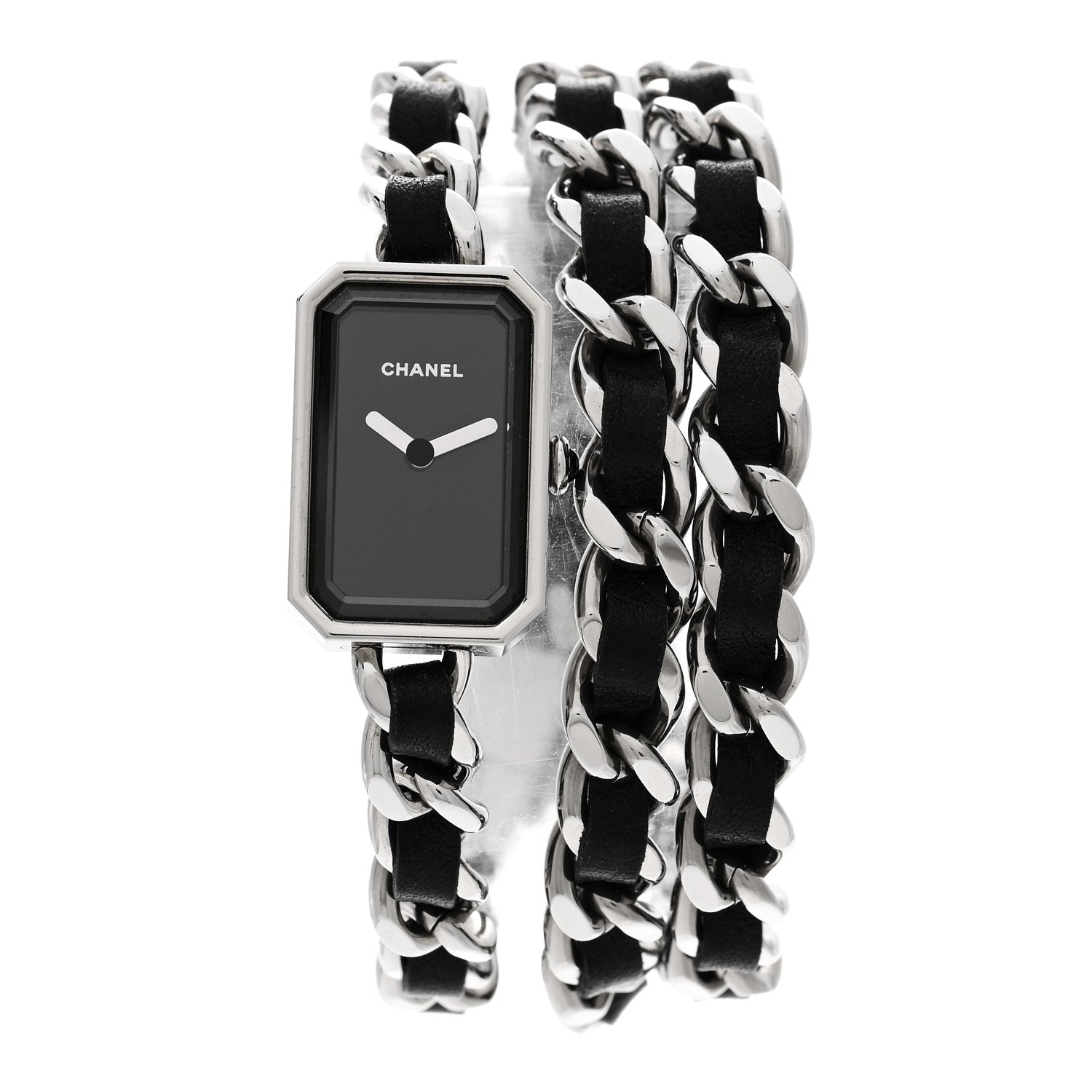 Chanel Stainless Steel Lambskin 16mm Premiere Rock Triple Row Quartz Watch Black 1 of 4