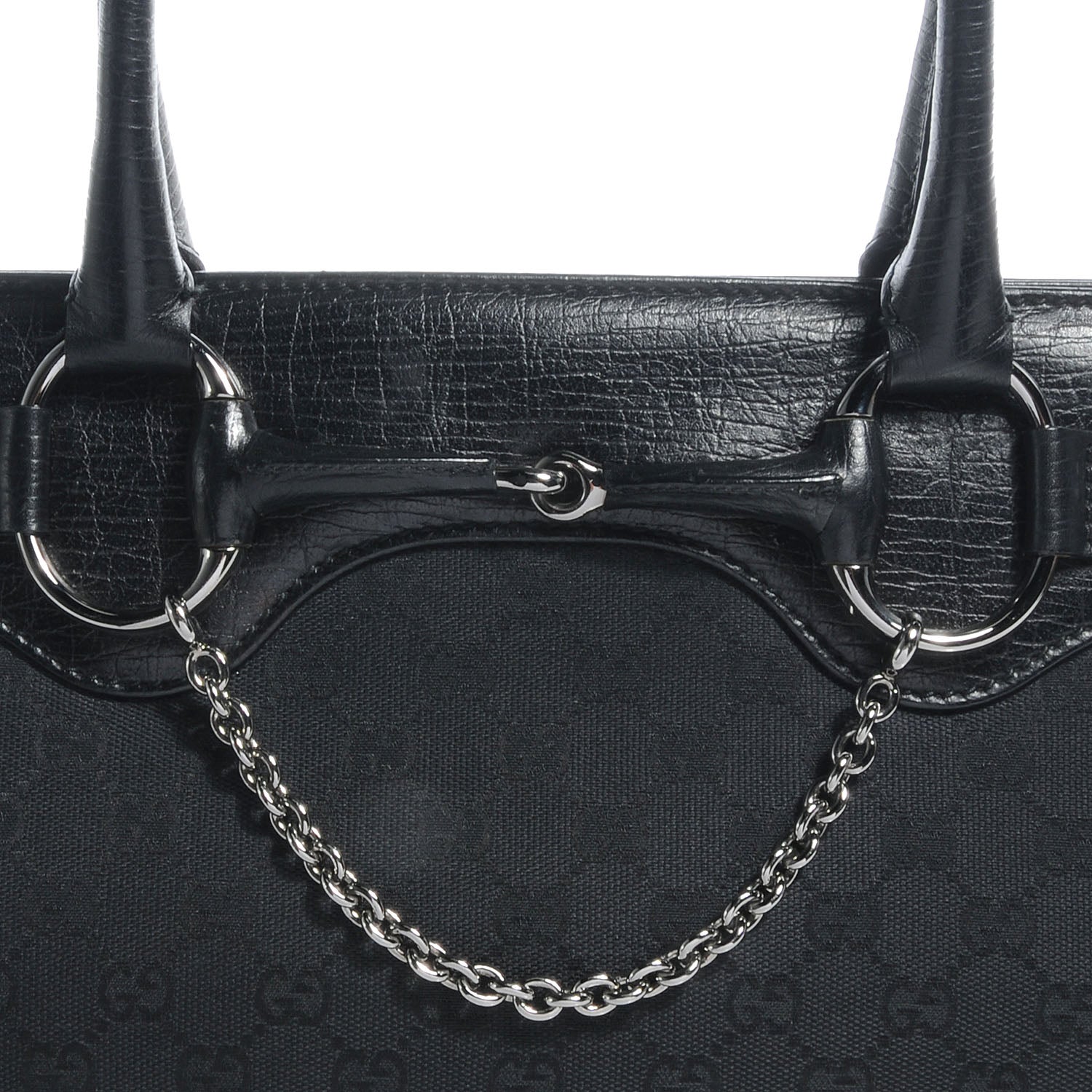 Gucci Monogram Horsebit Chain Shoulder Bag Black 5 of 8