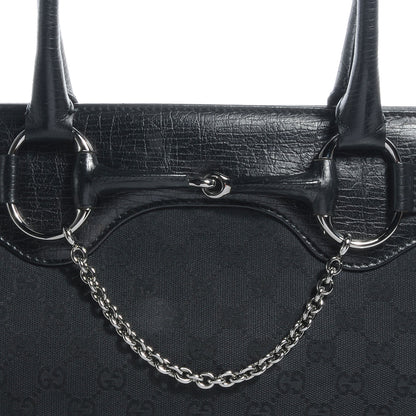 Gucci Monogram Horsebit Chain Shoulder Bag Black 5 of 8