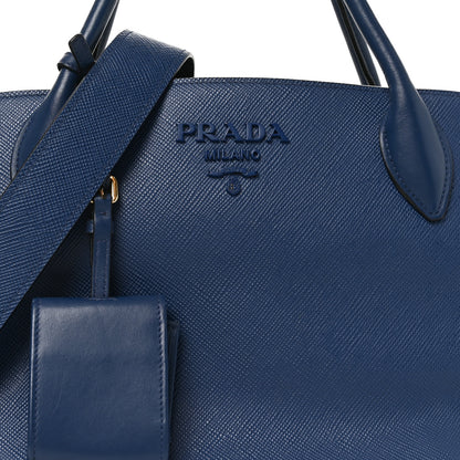 Prada Saffiano Cuir Calfskin Medium Monochrome Top Handle Tote Bluette 7 of 9