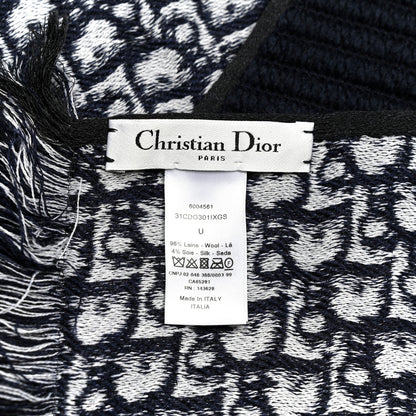 Christian Dior Wool Silk Oblique University Reversible Scarf Navy Blue 3 of 3