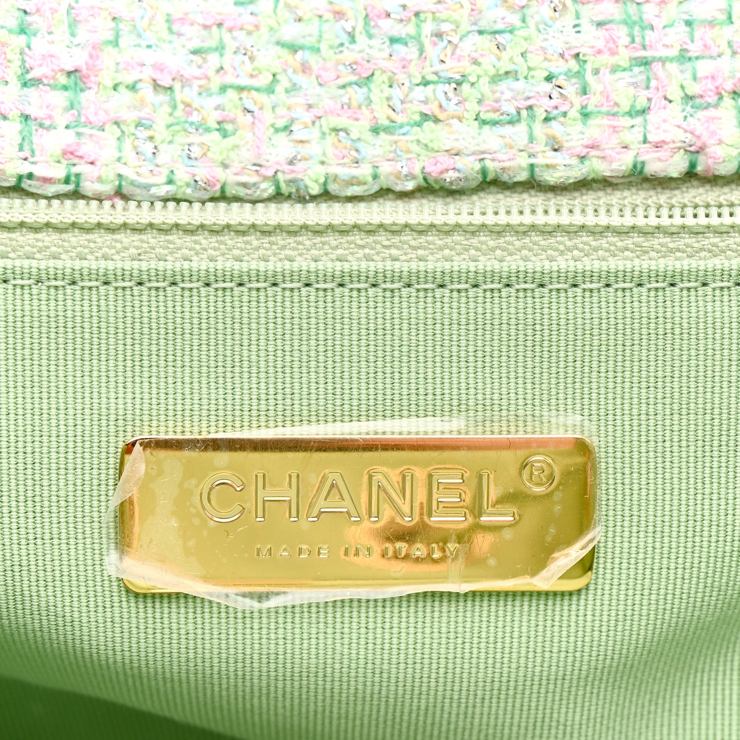 Chanel Tweed Quilted Chanel 19 Backpack Green Pink 6 of 10